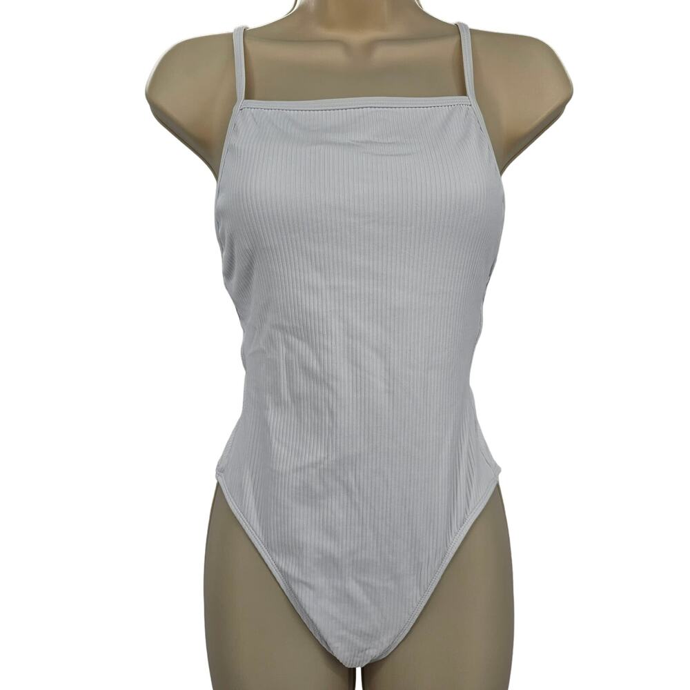 Andie Swim Womans size XS The Paloma Ribbed One Piece Swimsuit White Cheeky NEW